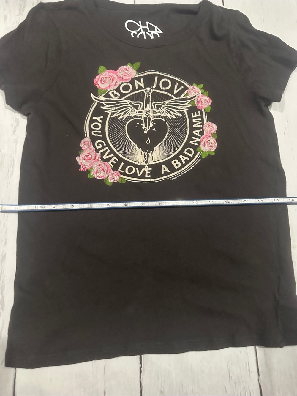Cha Sor Bon Jovi tee size medium black, worn look - Picture 7 of 10